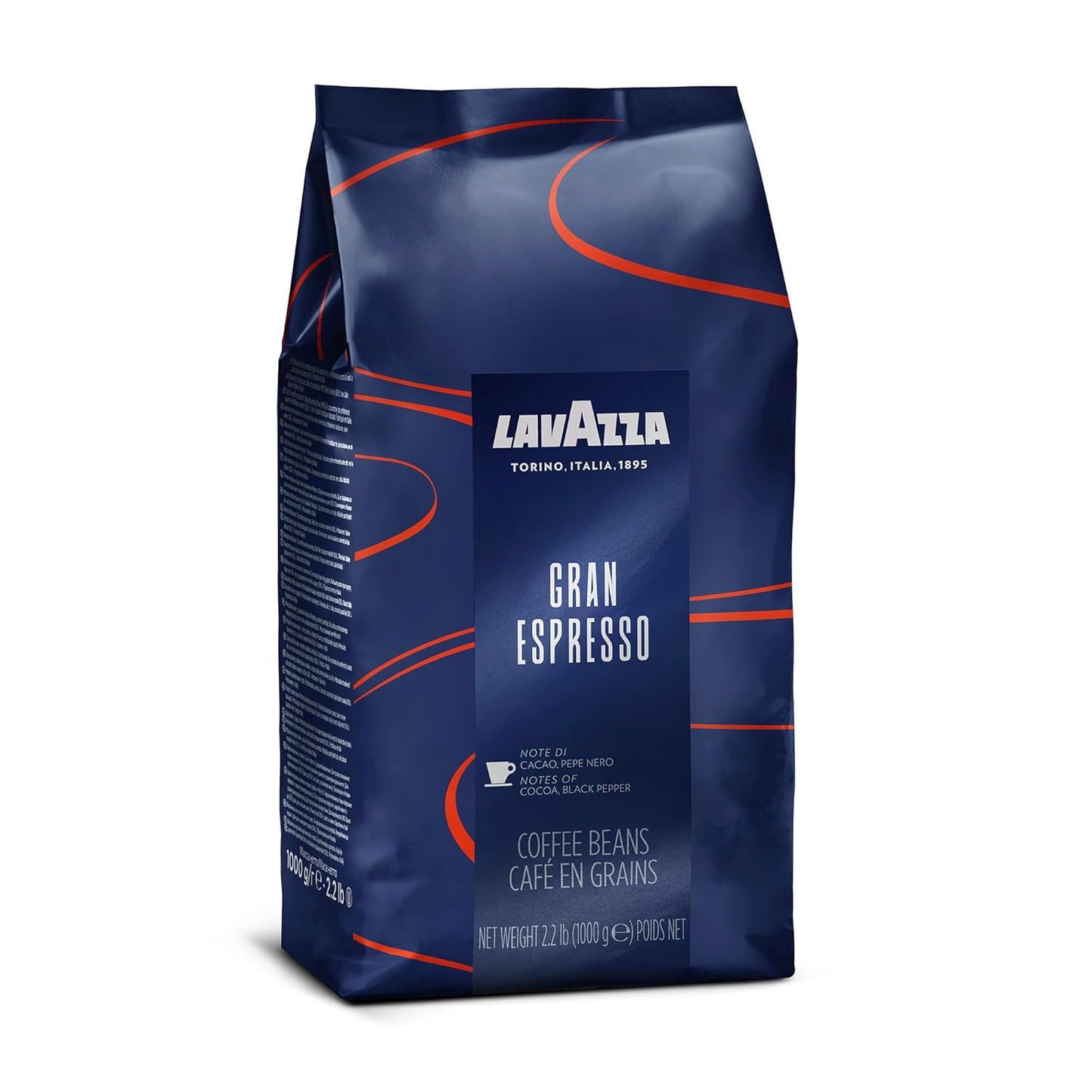 Lavazza Gran Espresso Whole Bean Coffee - Medium Roast, 2.2 LB Bag | Rich Flavor with Cocoa Notes