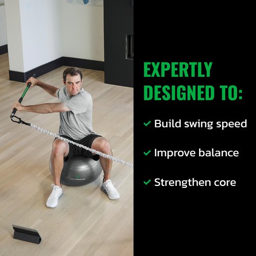 GolfForever Stability Ball Proven by Golfer Scottie Scheffler | Golf Training Exercise Ball | Premium Golf Training Workout Ball to Build Swing Speed, Improve Balance & Strengthen Core | 65cm | Grey
