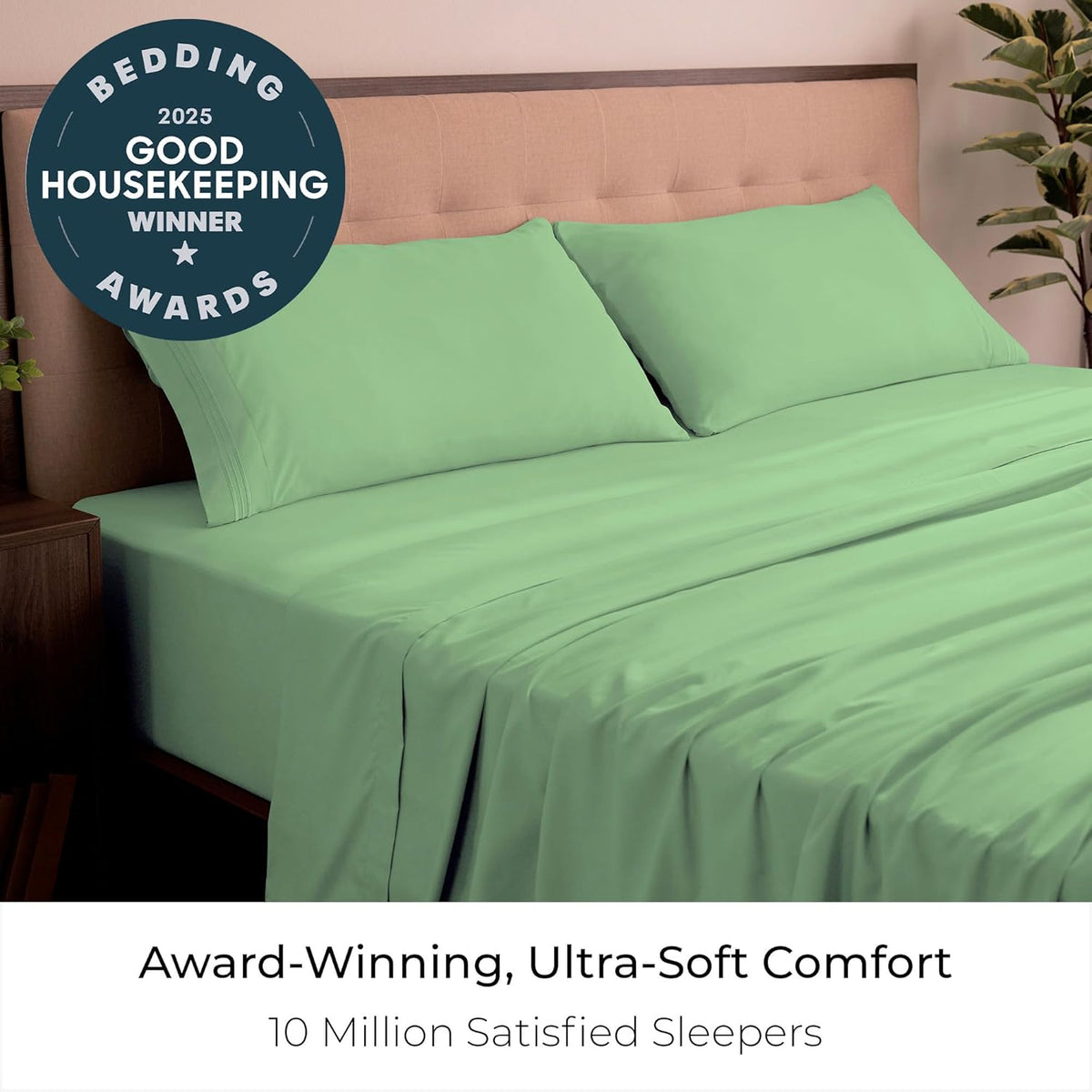 Mellanni King Sheets Set - 4 PC Hotel Luxury Bedding - Extra Soft, Cooling, Wrinkle Resistant (King, Pistachio)