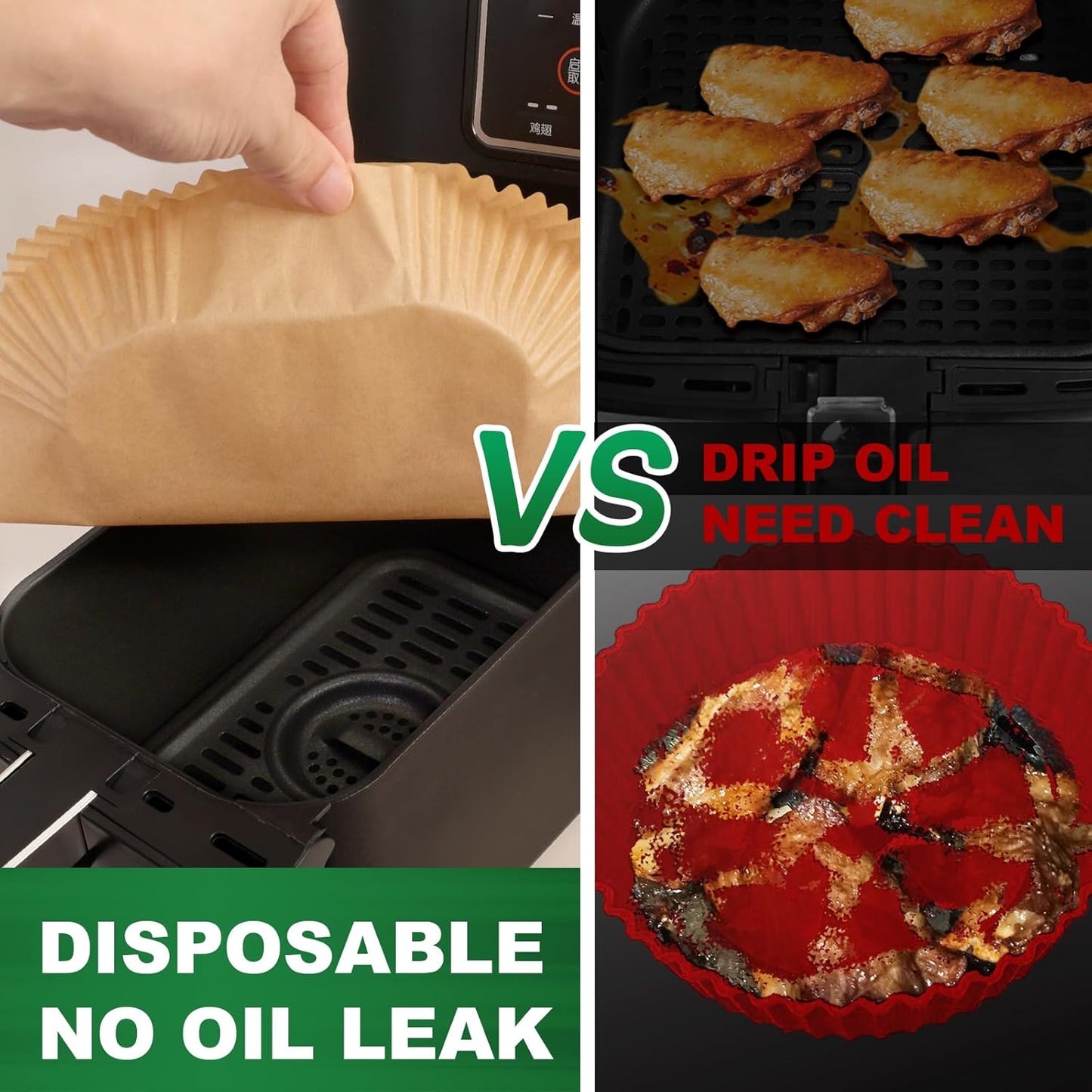 Air Fryer Liners | 100 Pcs Non-Stick Parchment Paper for 4-7 QT Air Fryers - 7.9 Inch Round