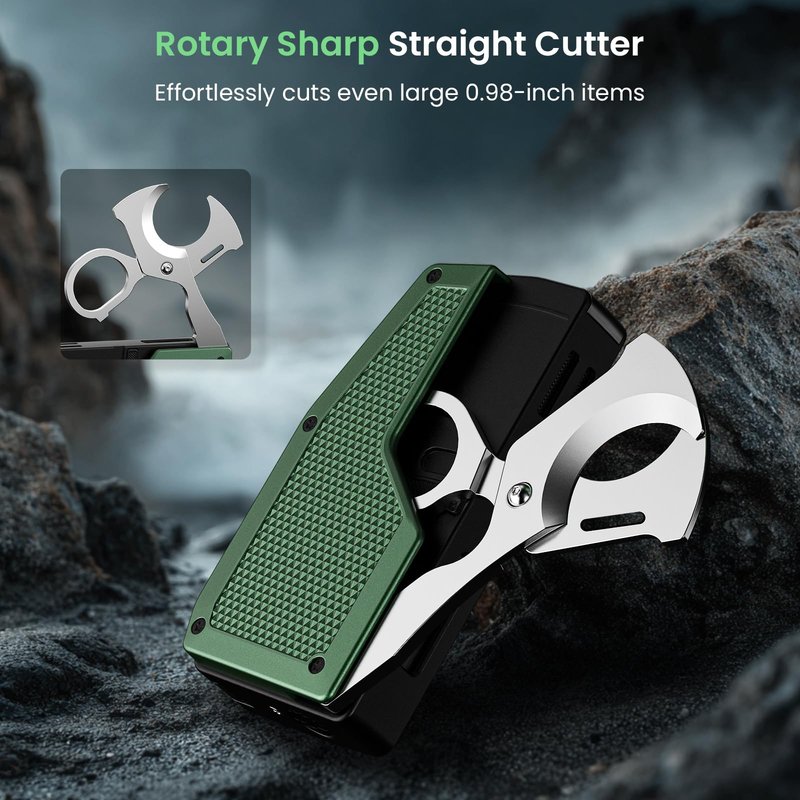 All-in-One Torch Lighters with Straight Cutter, Punch, Holder, Windproof Dual Jet Flame Torch Lighter, Refillable Butane Torch Lighters with Gift Box for Men, Multi-function Accessories for Men Luxury