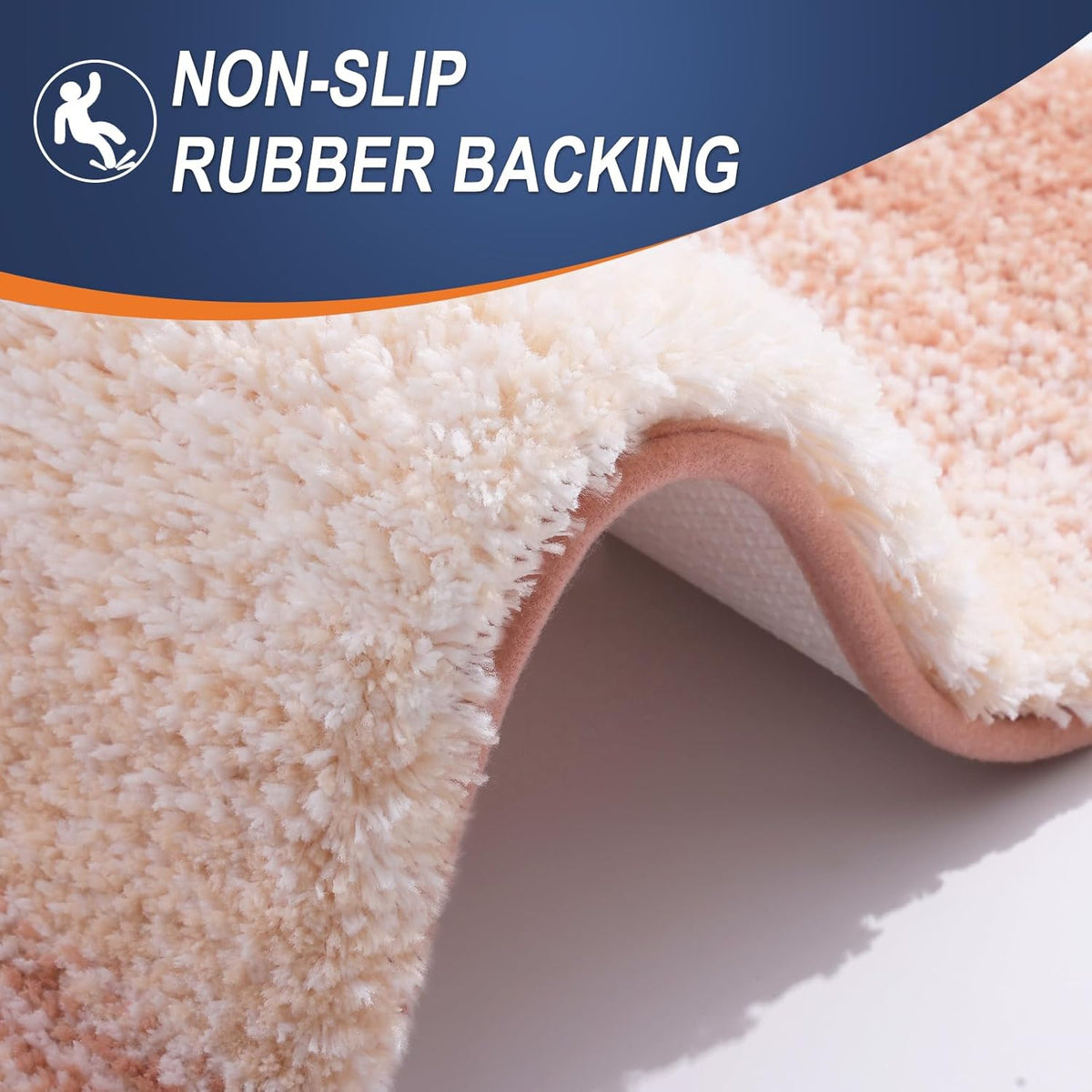 OLANLY Bathroom Runner Rug - Extra Soft Microfiber Mat with Rubber Backing | Quick Dry, Washable, 47x20, Peach