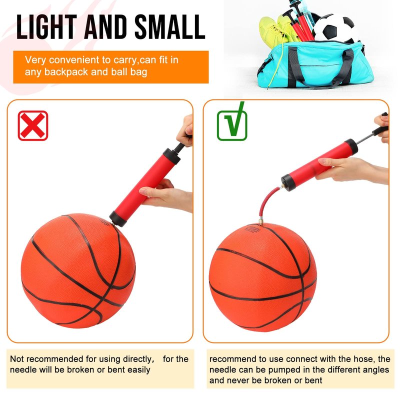 50 Set Ball Pump Kit Portable Hand Air Ball Pump for Sports Balls Inflator with Needle Extension Hose Soccer Pump for Football Basketball Volleyball Water Balloon Christmas Child Shoeboxes, Red