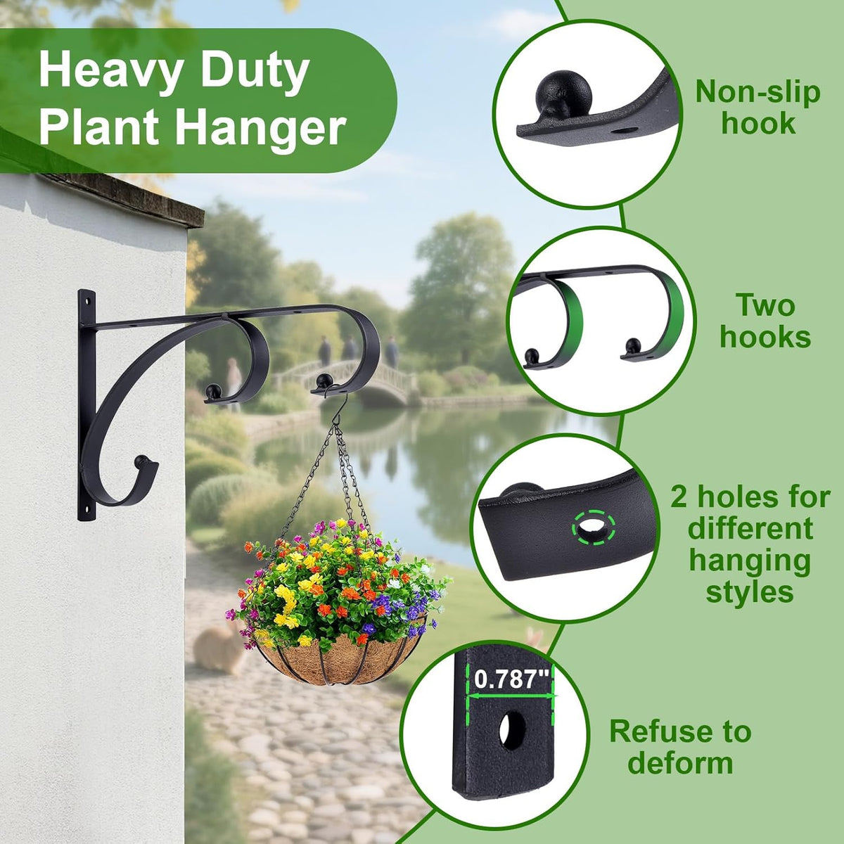 Skiennix 10-Inch Hanging Plant Hangers - Decorative Iron Hooks for Indoor/Outdoor Use | 4-Pack