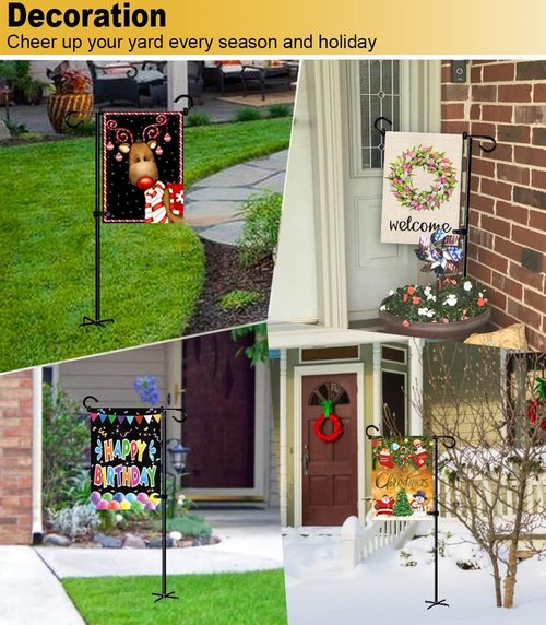 Garden Flag Stand Holder by [Brand Name] - 49 Inch Durable Design with 5 Forked Base for 12x18 Signs