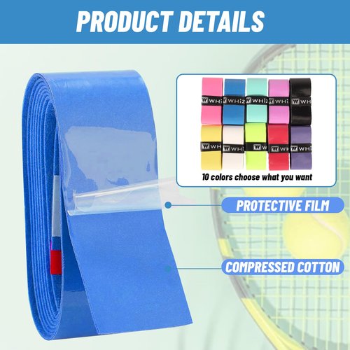 EPDPLAY 20 PCS Tennis Racket Grip Tape, Badminton Overgrips for Anti-Slip and Sweat Absorbent Grip, Stretchy Anti Slip Velvety Comfort Protector Handle Sweatbands for Fishing