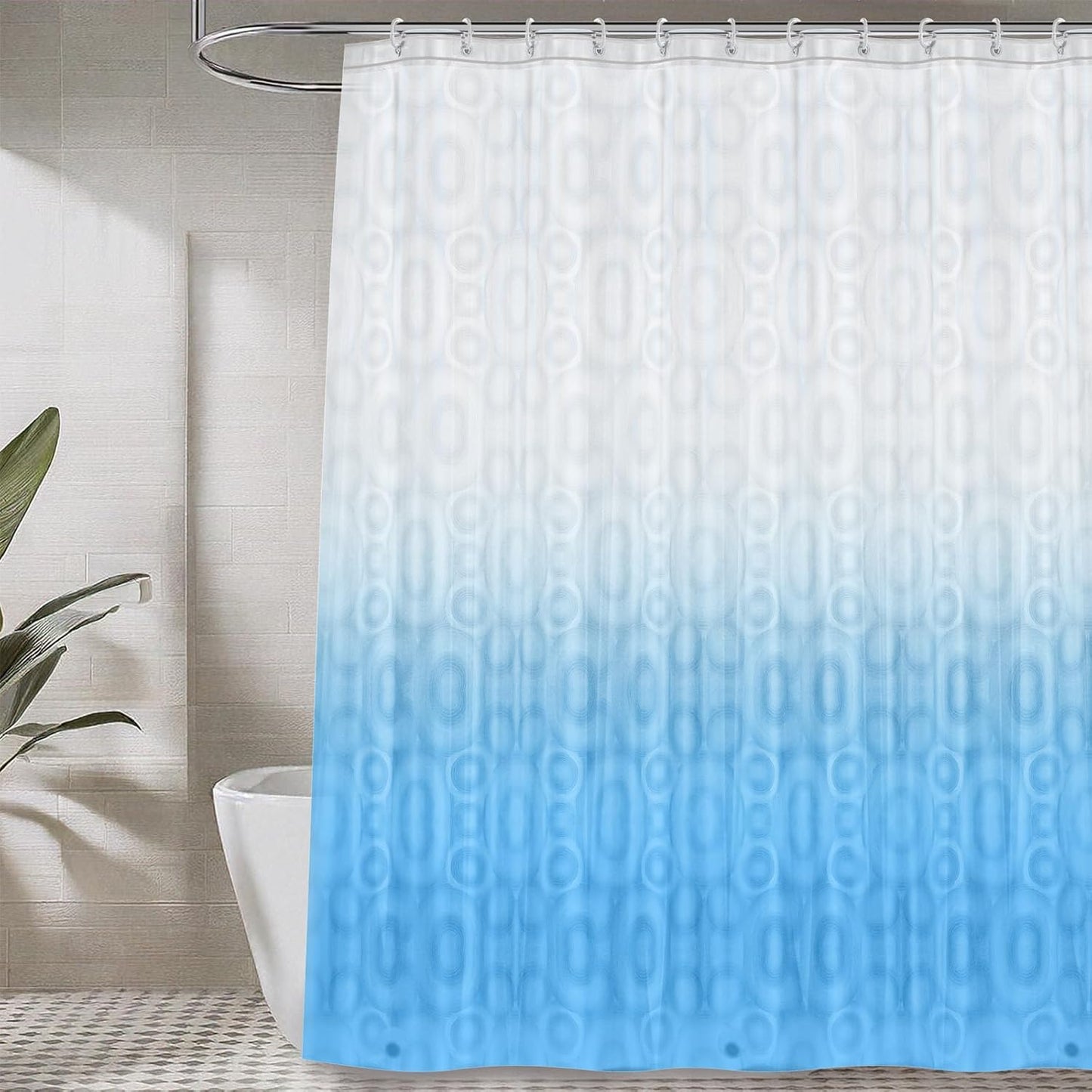 LiBa PEVA Shower Curtain Liner - 8G Waterproof, 72x72 Inch with Magnets & 12 Plastic Rings | Oceanic Gradient Design
