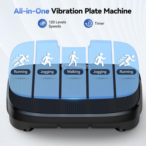 HTM Curved Vibration Plate Exercise Machine, Whole Body Shake Plate with 150W Motor & Resistance Band, 330lbs Weight Capacity, 120 Speeds, Low Noise Vibration Board for Weight Loss, Home Fitness