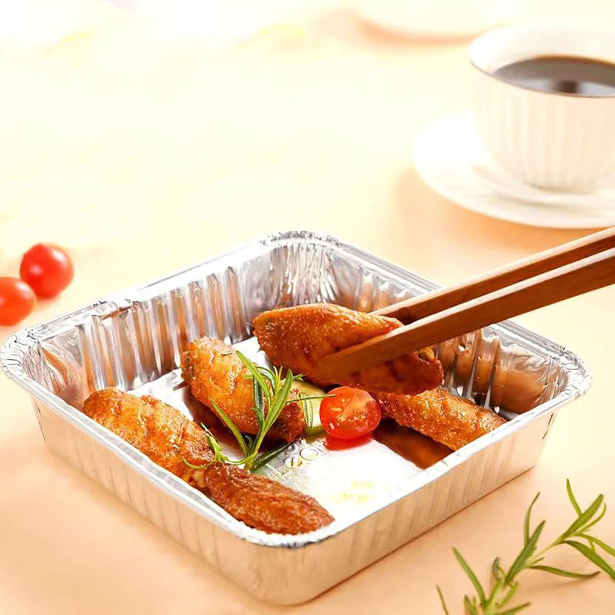 Aluminum Baking Pans - 30 Pack 8” x 8” Heavy Duty Disposable Foil Containers with Clear Lids | Perfect for Takeout, Roasting, and Storing