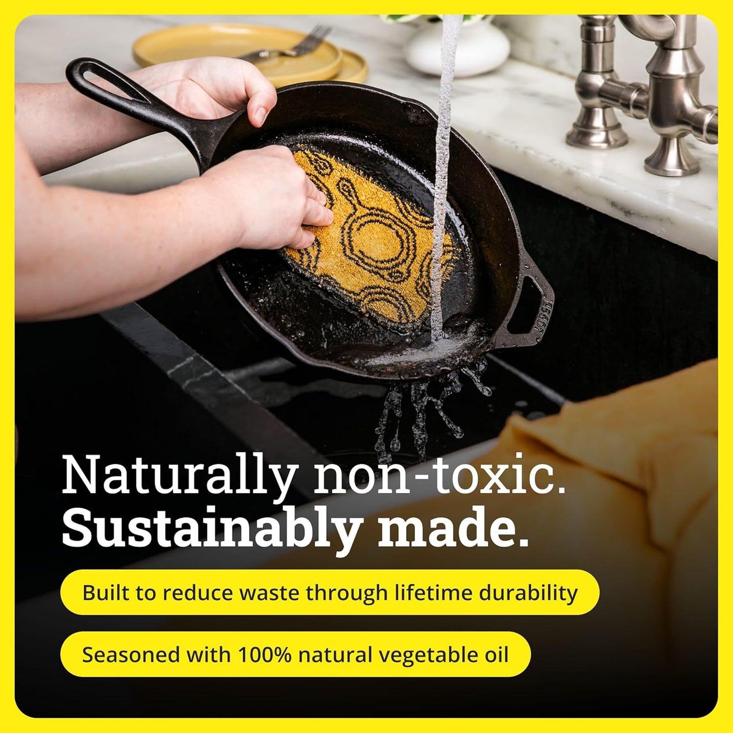 Lodge Seasoned Cast Iron Skillet - PFAS-Free Non-Toxic Cookware - Naturally Non-Stick & Oven Safe - 10.25 Inches