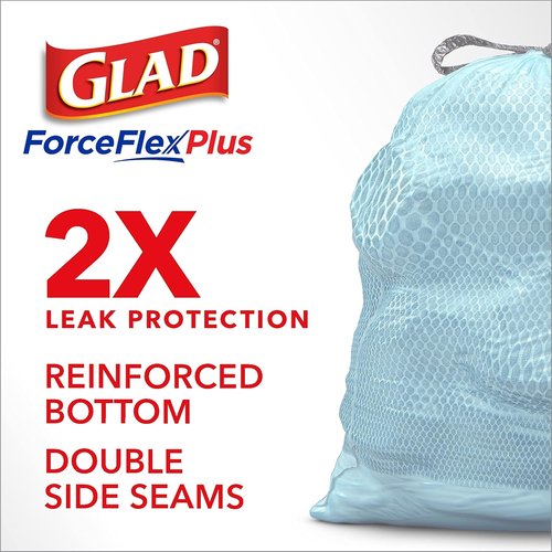 Glad Trash & Food Storage ForceFlexPlus Tall Kitchen Drawstring Trash Bags - 13 Gallon, Febreze Beachside Breeze, 80 Count