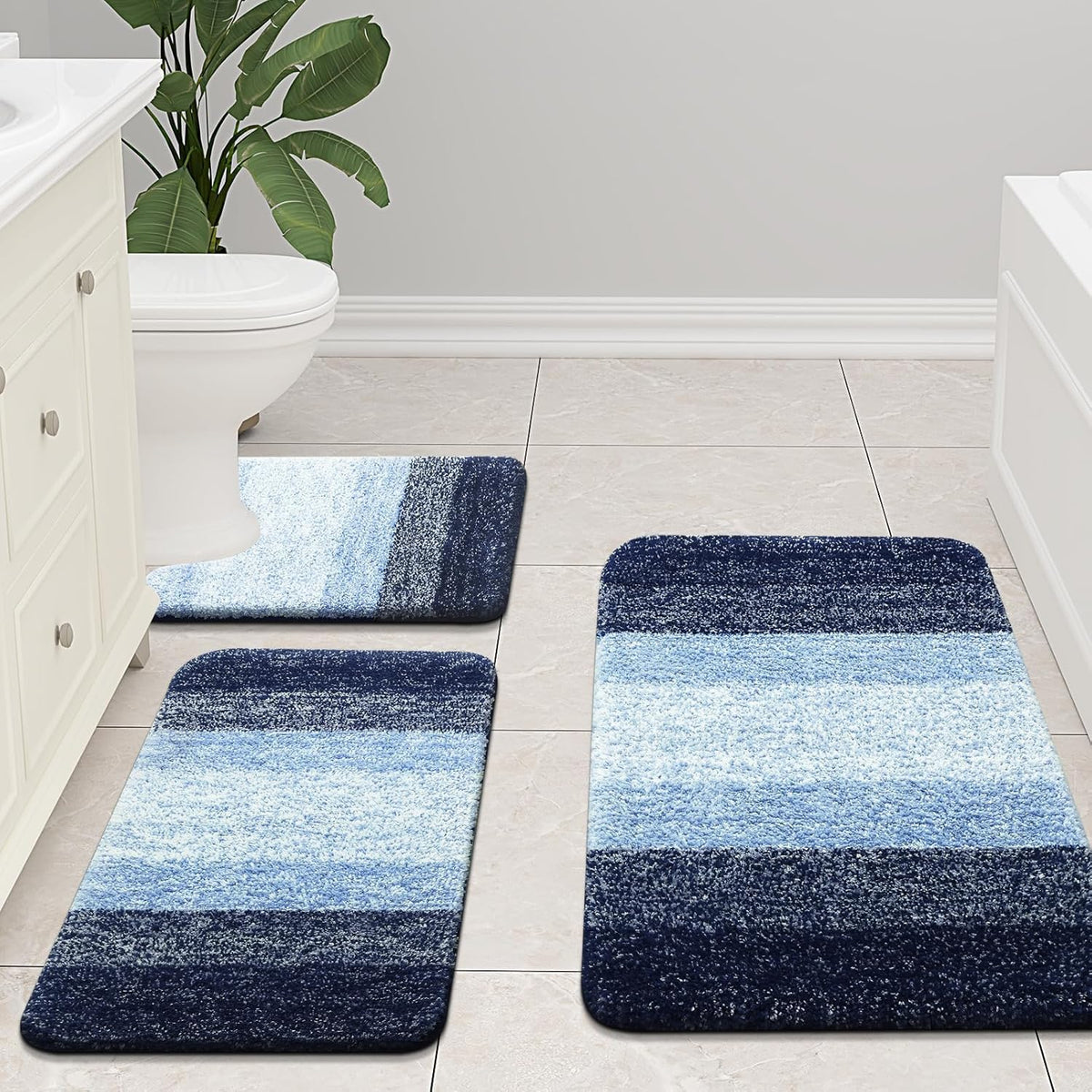 Arotive Microfiber Bath Rug - Soft, Absorbent, Non-Slip Design | 36x24 Blue Rectangular Mat