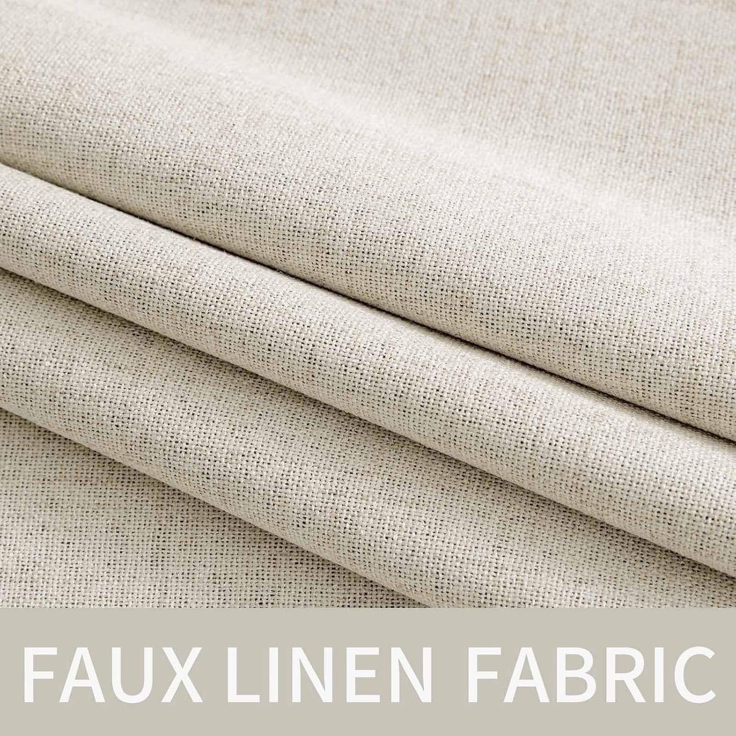 MIULEE Linen Texture Curtains - 100% Blackout Thermal Insulated Drapes | Beige, 52x96 Inch (2 Panels)