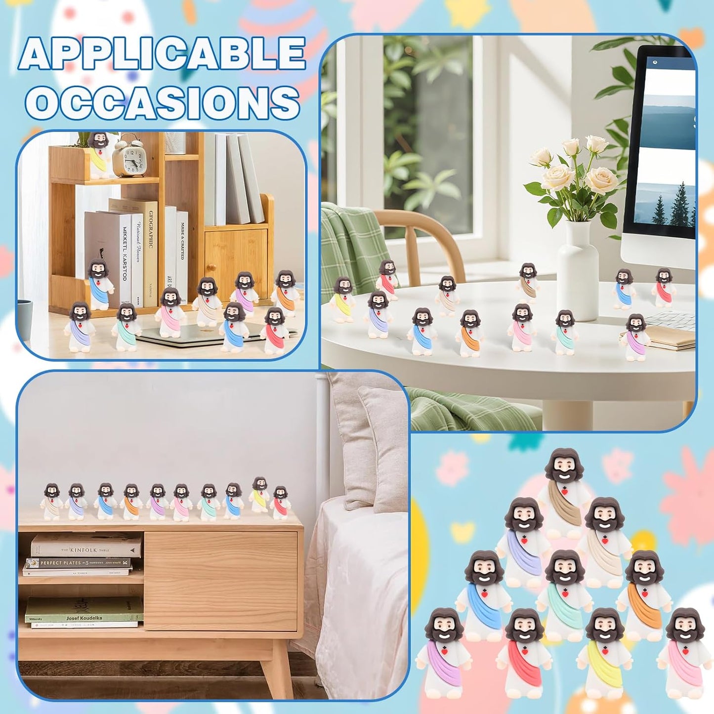 Owurha Pocket Jesus Mini Figures - 100 Pcs Original Design for Religious Parties & Gifts | Tiny Baptism Favors