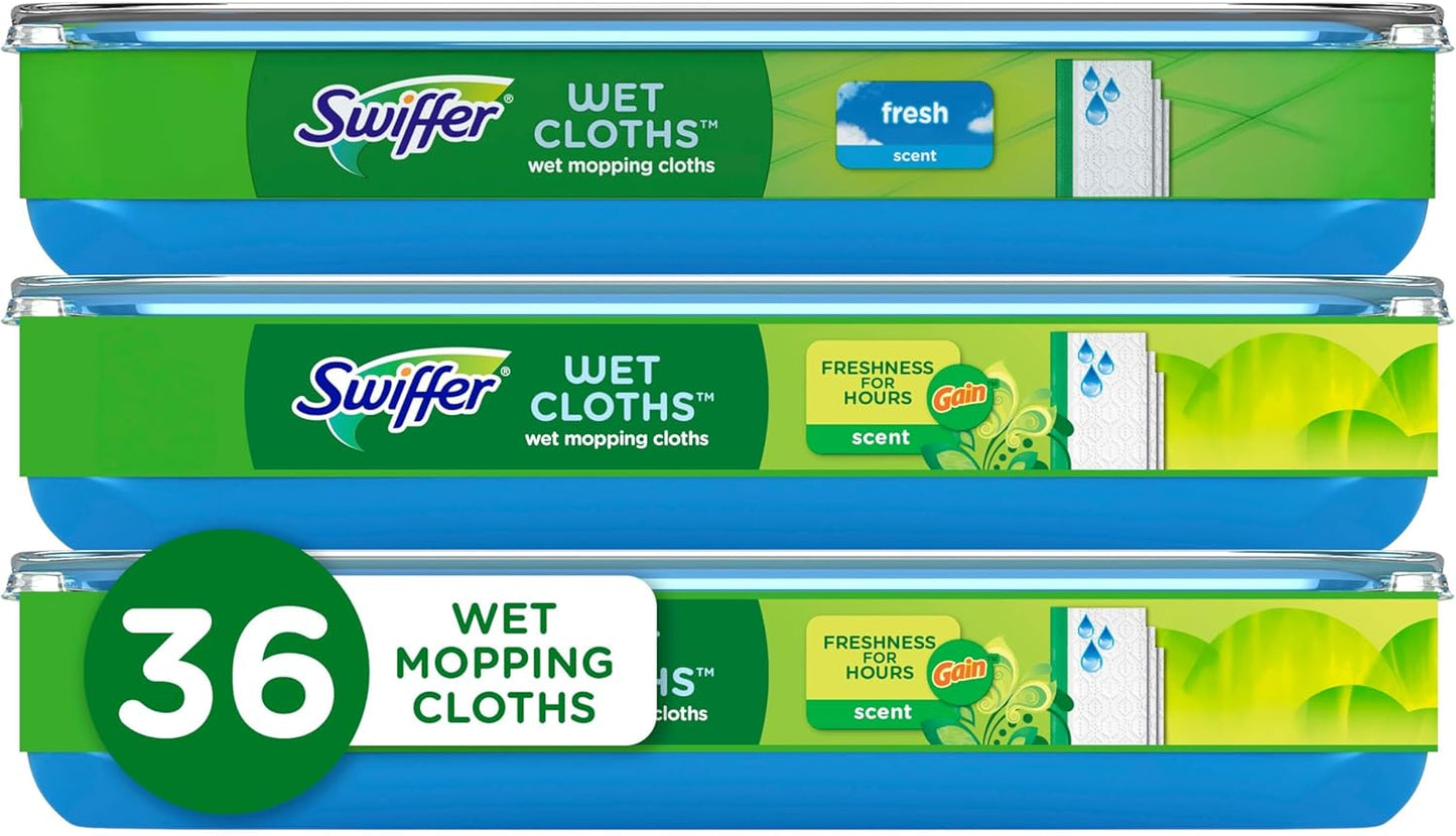 Swiffer Sweep + Mop Wet Pads Refill - All-Purpose Floor Cleaner for Dirt & Dust | Fresh Gain, 36ct