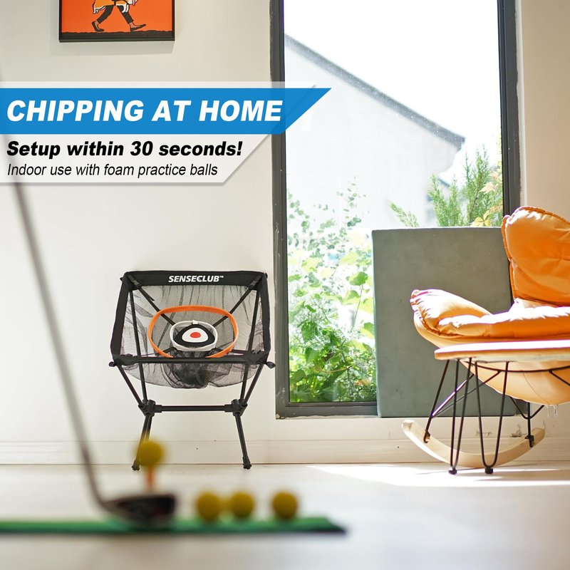 SENSECLUB Foldable Chipping Net, Indoor Chipping Net with Mat, Practice Golf Net Chipping Target, Outdoor Backyard Golf Game Gifts for Golfer