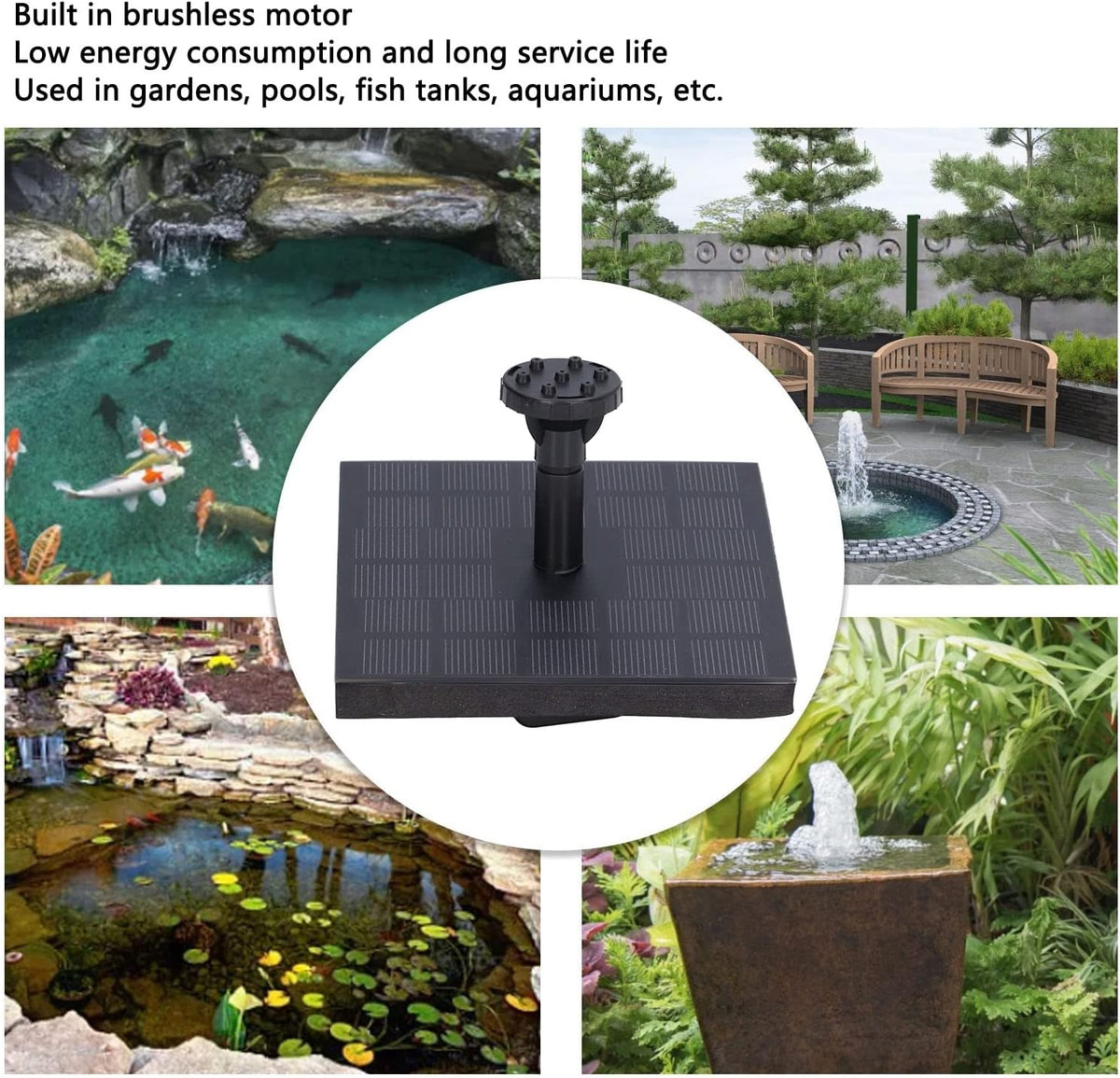 Skiennix Solar Bird Bath Fountain - 6 Nozzle Monocrystalline Pump for Outdoor Garden & Pond