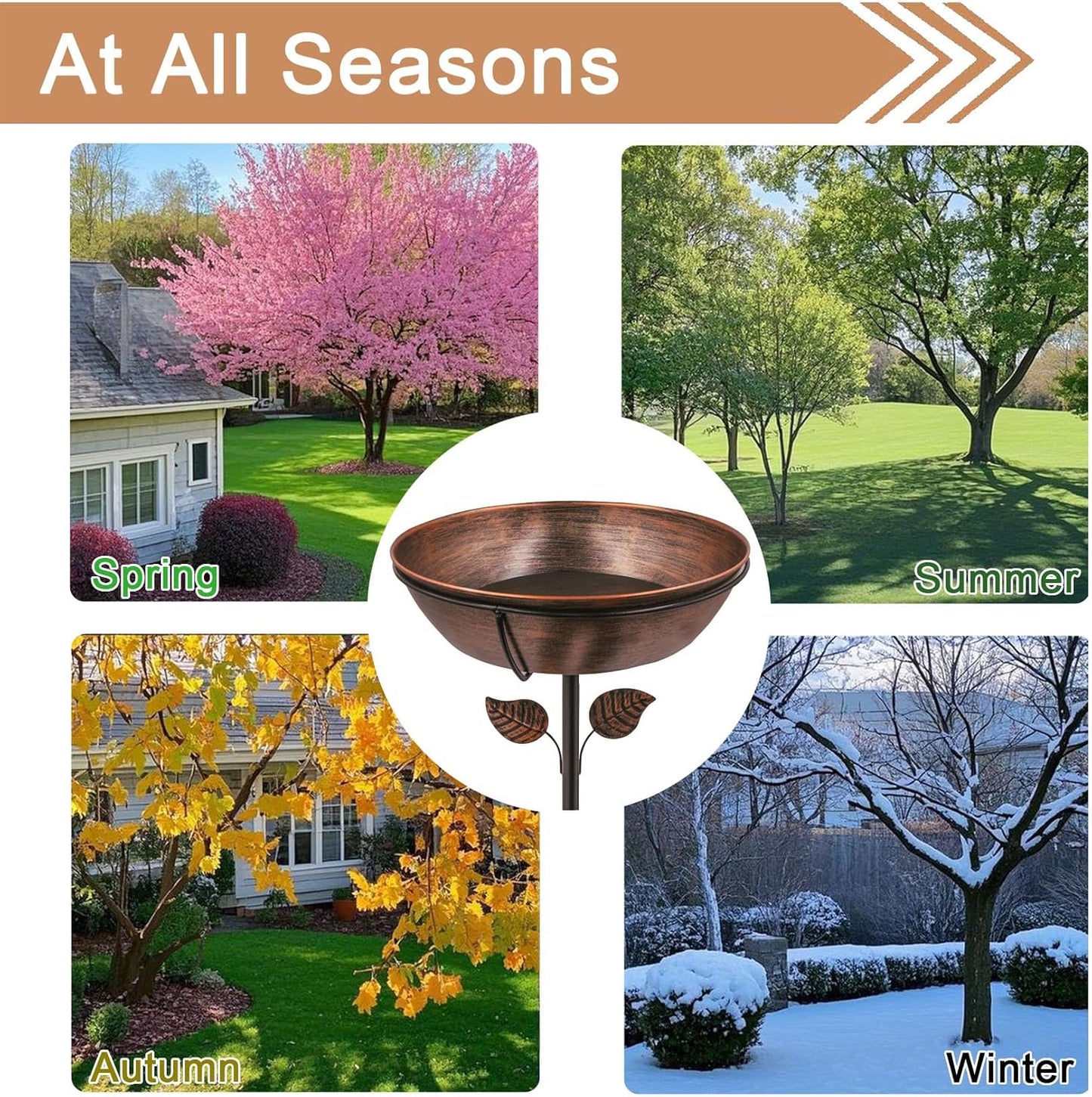 Metal Bird Bath by [Brand Name] - 13" Removable Bowl with Stable Stake | Easy to Clean Garden Decor