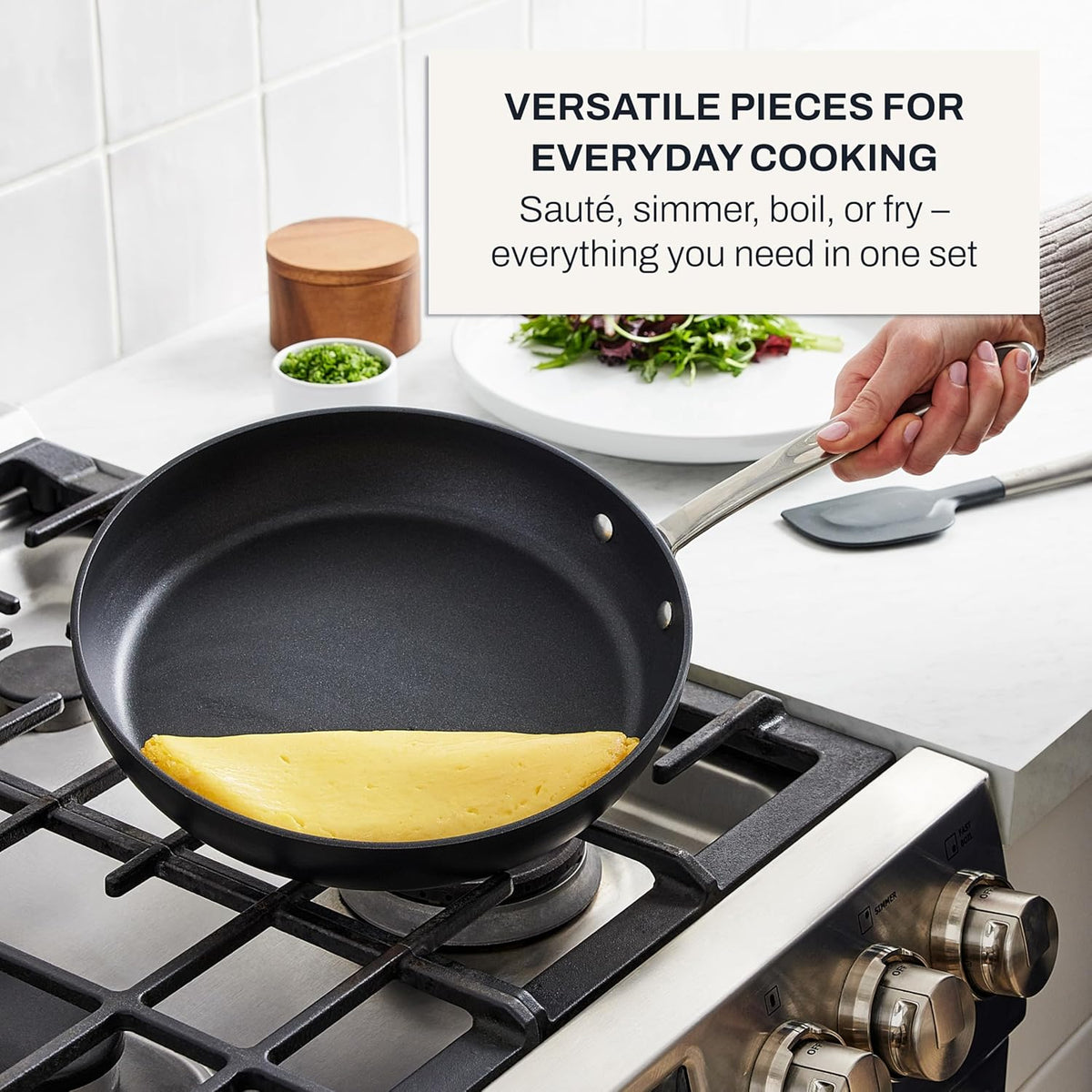 All-Clad HA1 Non-Stick Fry Pan Set - 2-Piece Induction Cookware (8 & 10 Inch) | Oven Safe to 500°F, Dishwasher Safe Black