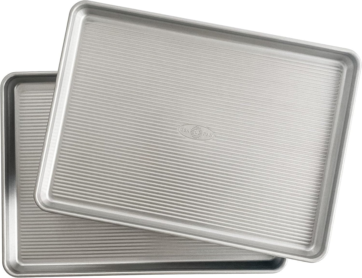 USA Pan | Global Nonstick Aluminum Half Sheet Pan Set - 2 Durable Baking Trays