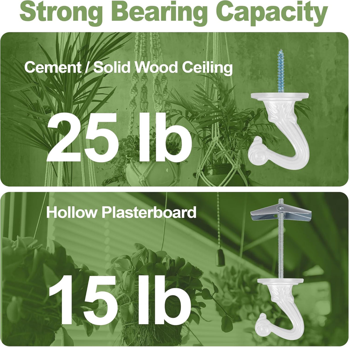 Aidoclip Ceiling Hooks - 6 Pcs Heavy-Duty Metal Plant Hangers for Indoor/Outdoor Use | Small Size