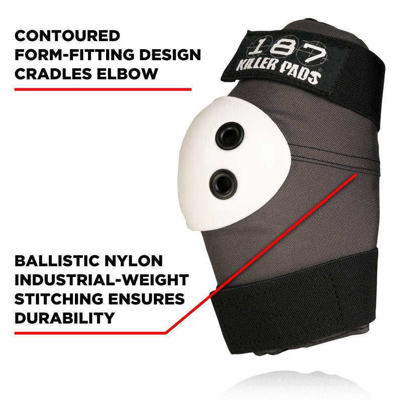 187 KILLER PADS -ELBOW - M Grey with White Cap (ELMA107)