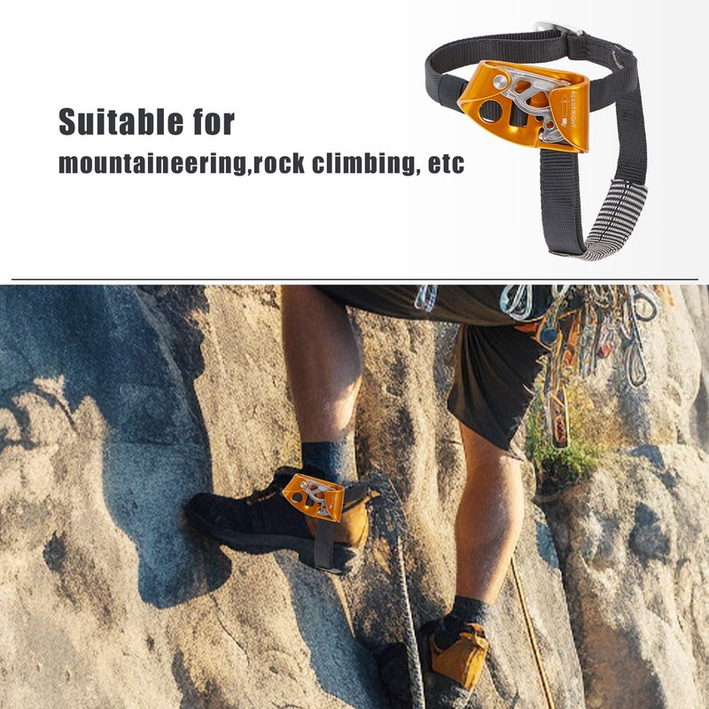 RESQT Foot Ascender, Outdoor Rock Climbing Tree Arborist, Mountaineering Rappelling Equipment Climbing Device for 8-13mm Rope（Left Black+Right Orange）