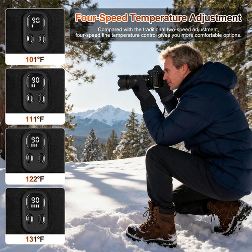 Heated Gloves for Men Women – 2 in 1 Full & Half Finger Design, Rechargeable Electric Heated Gloves with Touchscreen, Gifts for Christmas, Winter Hand Warmer for Work, Game, Cycling, Skiing, Medium
