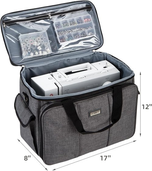 HOMEST Sewing Machine Carrying Case - Universal Tote Bag with Multiple Storage Pockets | Grey