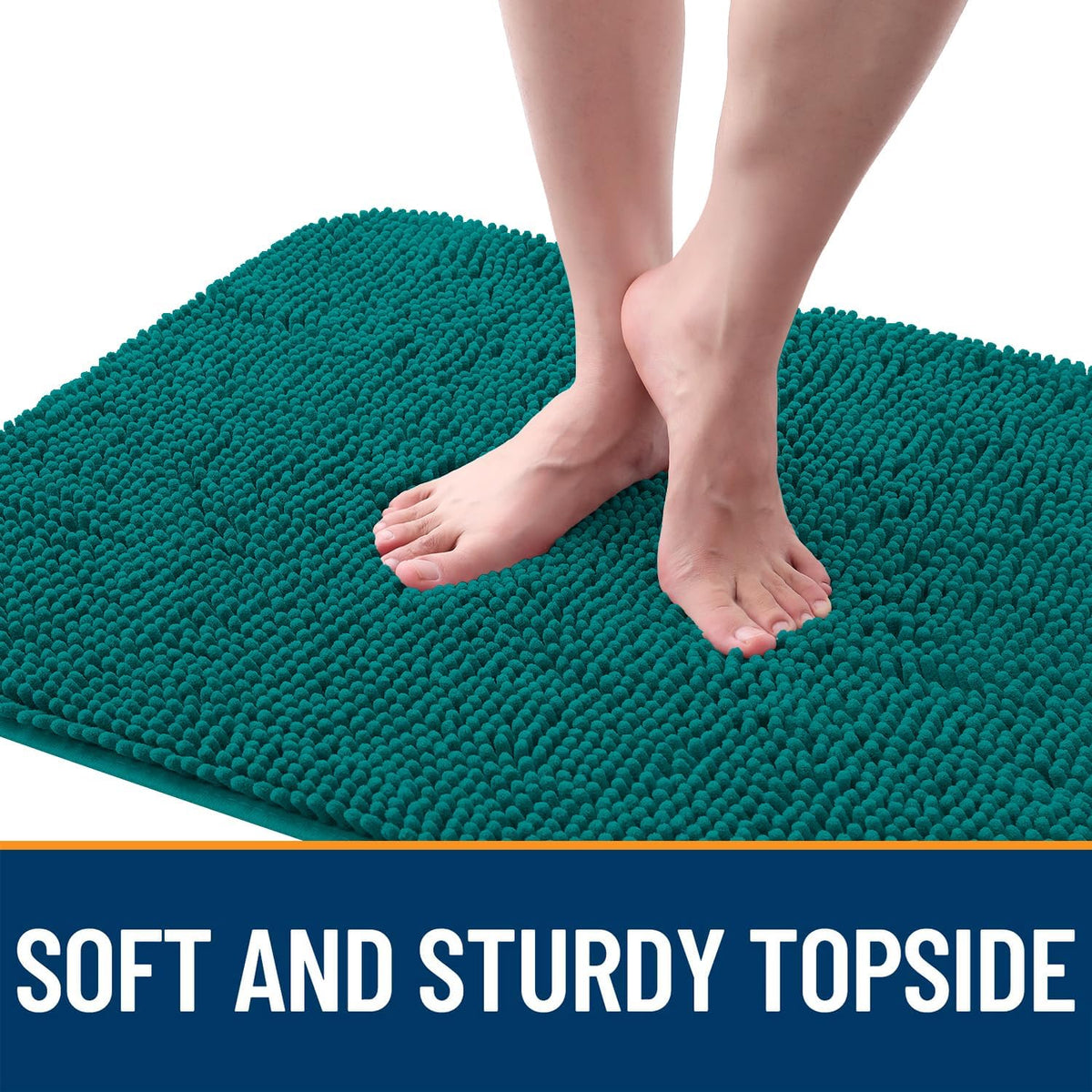 OLANLY Dog Door Mat - Absorbent Non-Slip Mud Mat for Dogs | Quick Dry Chenille, 35x24, Lake Blue