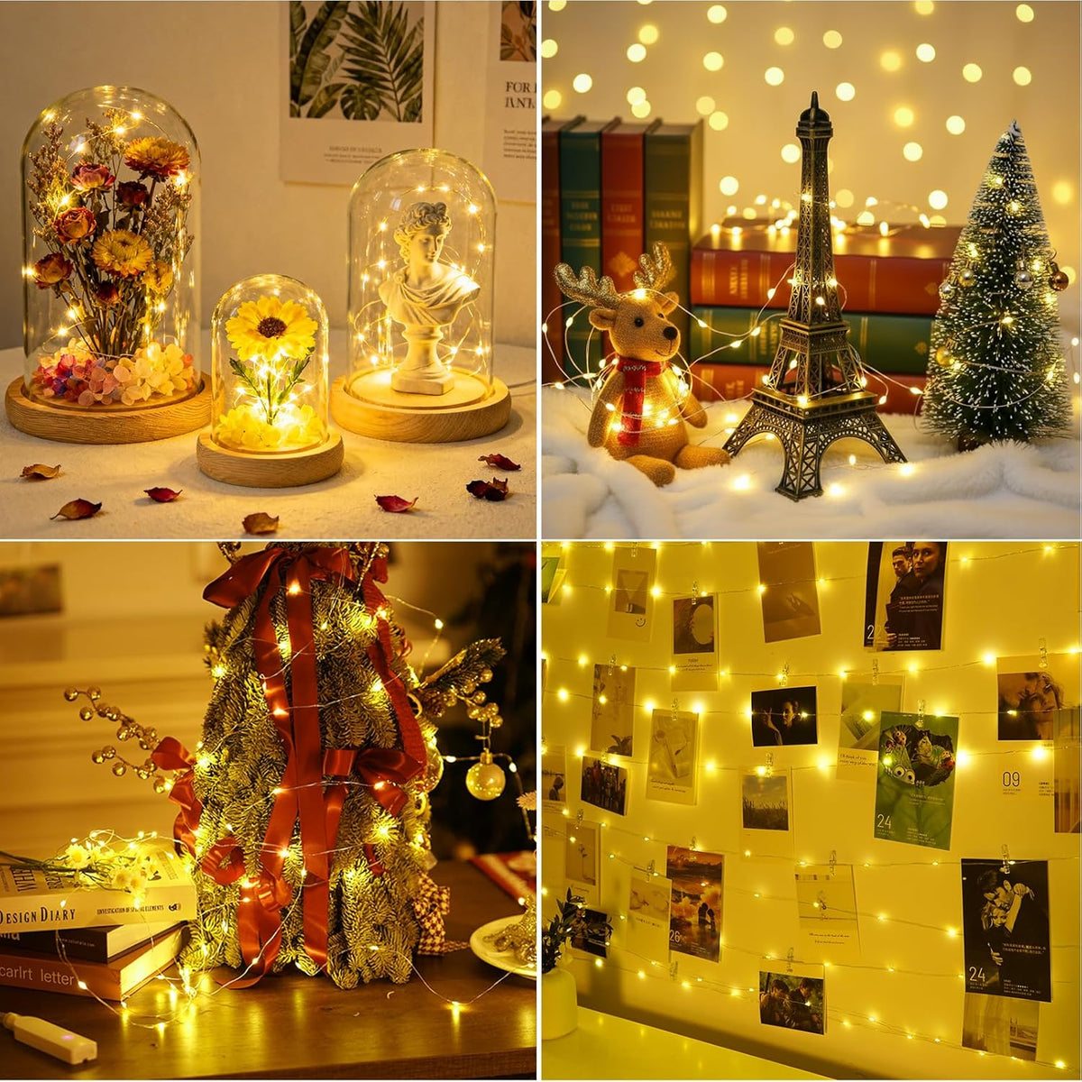 Skiennix 32FT Fairy Lights - Battery Operated Mini Waterproof LED Twinkle Lights | Warm White for Bedroom & Party Decor