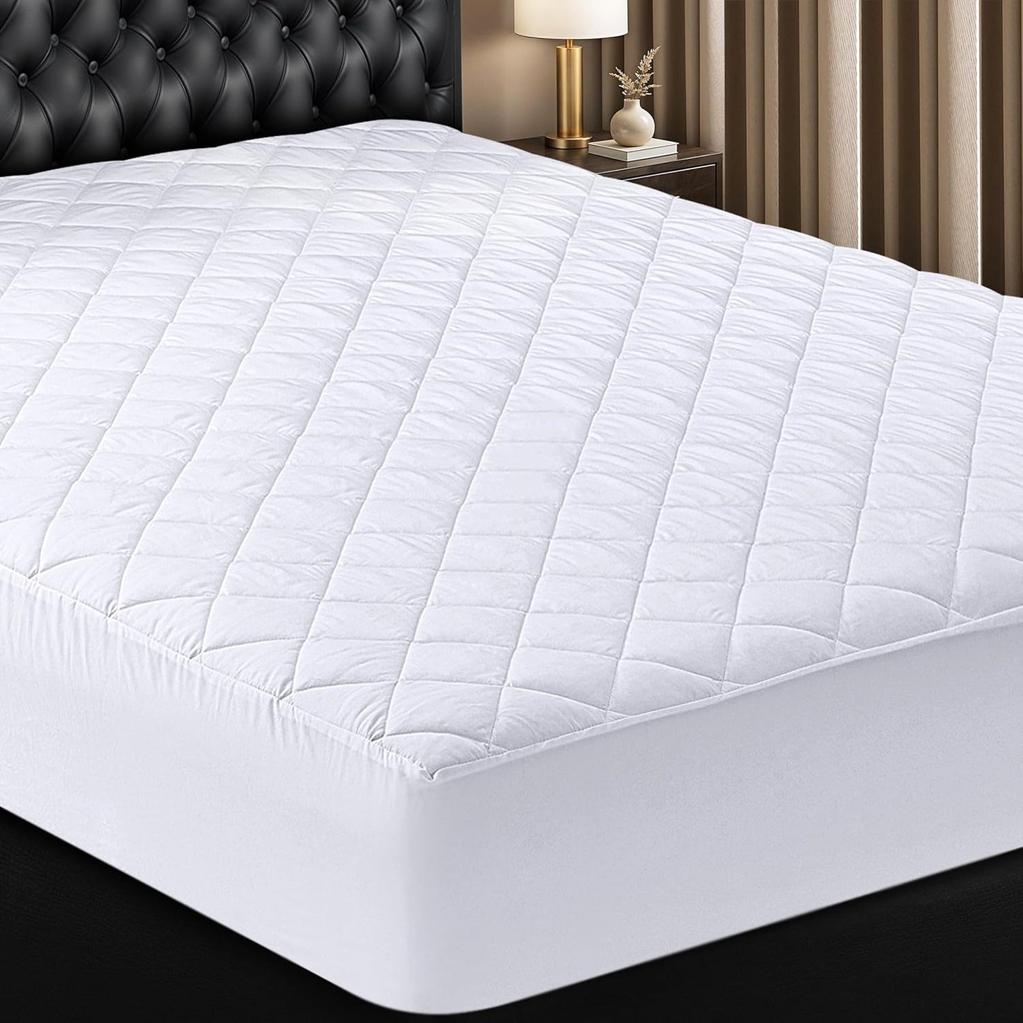 Utopia Bedding Quilted Fitted Mattress Pad - Full Size Deep Pocket Protector | Machine Washable (White)