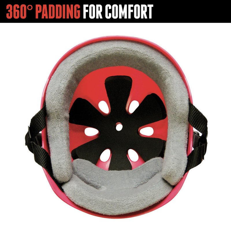 Triple Eight Sweatsaver Liner Skateboarding Helmet, Black Rubber w/ Red, Small