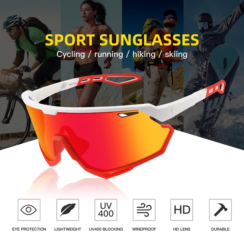 SINSPORT eyewear Baseball Sunglasses for Men Women, Cycling Sunglasses MTB Frame for Outdoor Sports Softball Running Biking