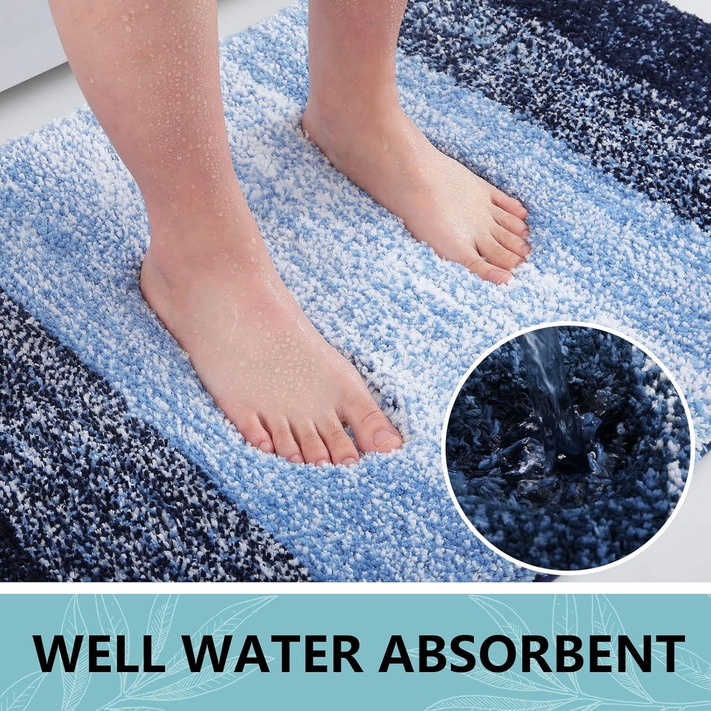 Arotive Microfiber Bath Rug - Soft, Absorbent, Non-Slip Design | 36x24 Blue Rectangular Mat