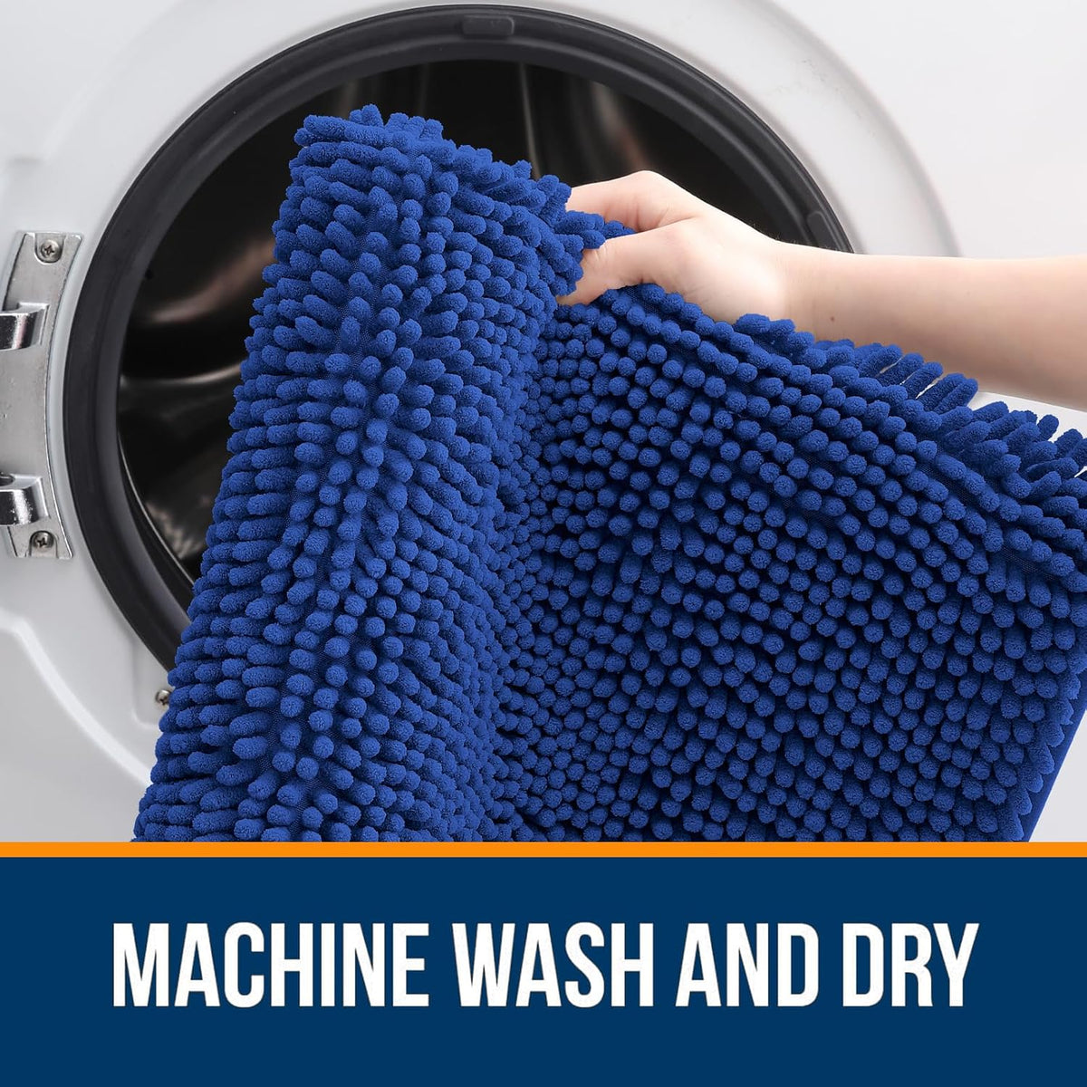 OLANLY Large Bath Rugs - Extra Soft Chenille with Rubber Backing | Quick Dry, Machine Washable, 50x30 Royal Blue