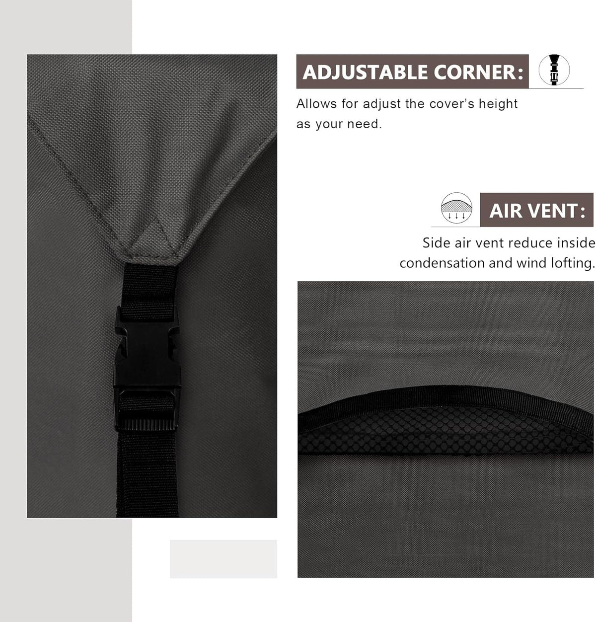 ULTCOVER Heavy Duty Rectangular Patio Table & Chair Cover - Waterproof 76" L x 54" W x 28" H, Black
