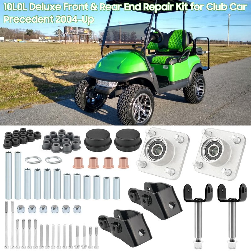 10L0L Deluxe Golf Cart Front End Repair Kit for Club Car Precedent 2004-Up and Tempo 2007-2023 Gas & Electric, Precedent Front Suspension Bushings Bolts Rebuild Kit