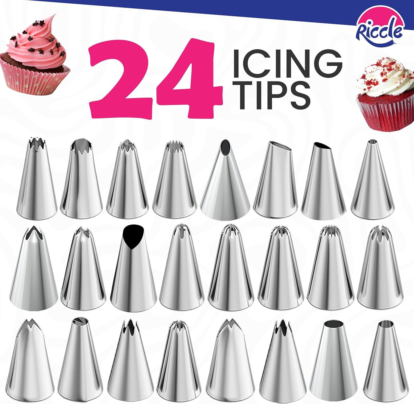 Riccle 88-Piece Cake Decorating Kit | Complete Set with Turntable, Piping Bags, Tips & Tools
