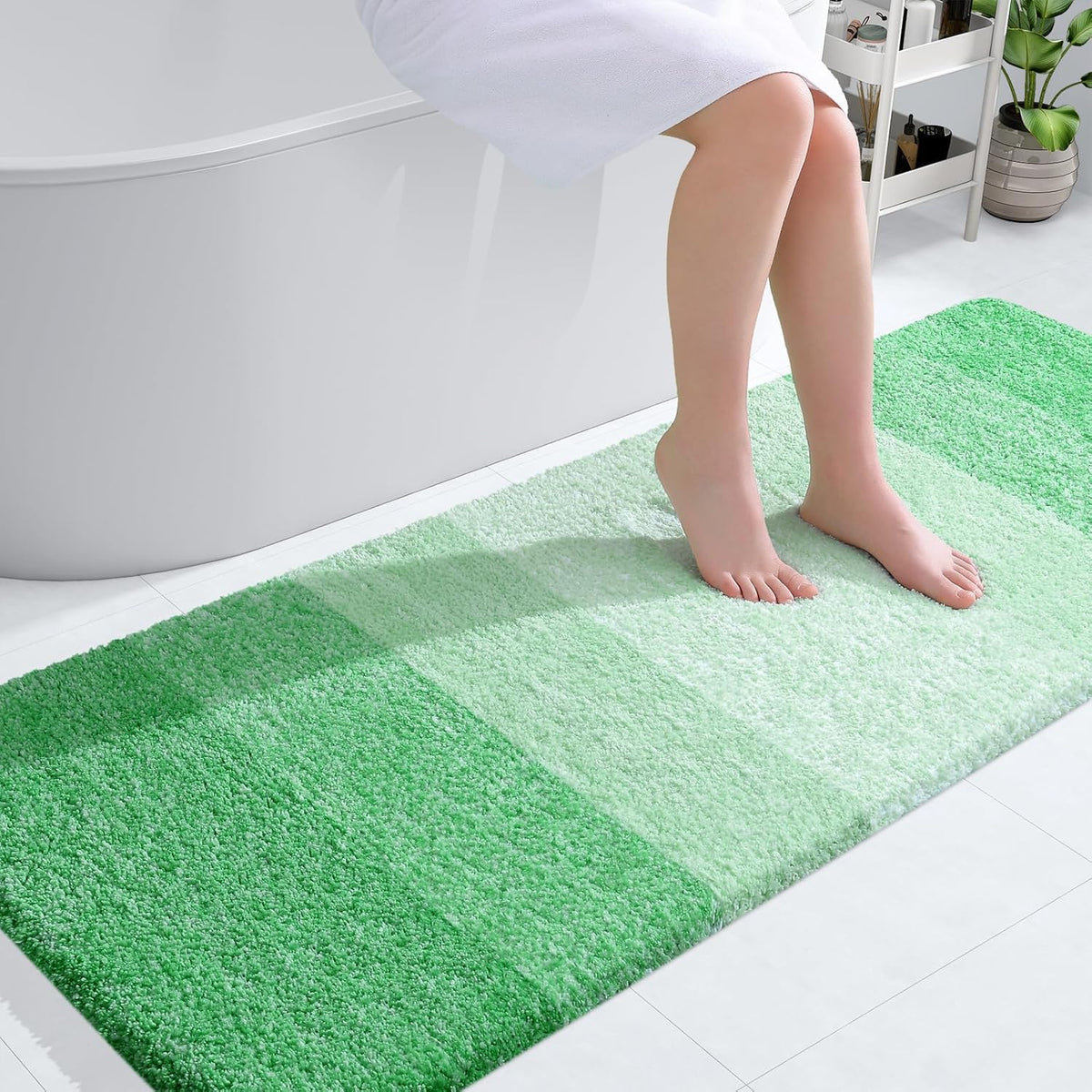 OLANLY Bathroom Runner Rugs - Extra Soft Microfiber | Quick Dry, Machine Washable, 59x24, Green