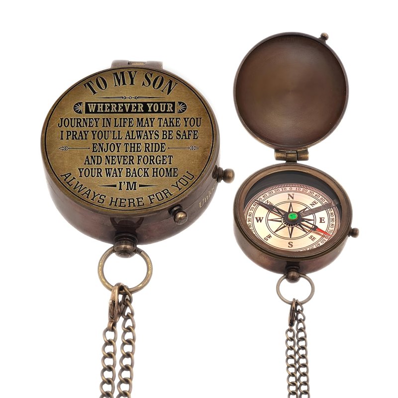 Son Gift, Engraved Brass Compass Gift to My Son/to Our Son/Nautical Gift for Son from Dad/Gift to Son from Mom A Perfect and Unique Gift with Leather Case