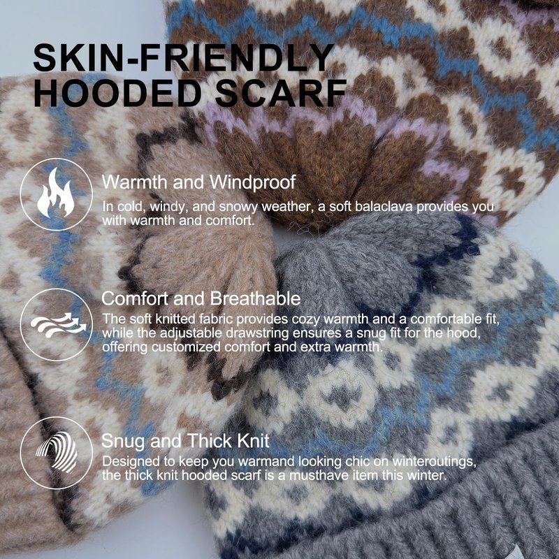 Stilldawn Winter Jacquard Beanie Hats for Women & Men, Elegant Textured Knit Slouchy Beanie, Unisex Casual Soft Knit Slouchy Beanie, Warm Wool Blend Knit Hats– Lightweight & Stretchy(Coffee)