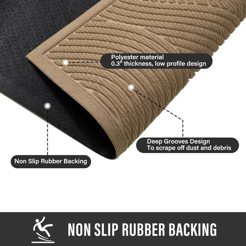 HIYARD Sturdy Front Door Mat - Absorbent, Non-Slip, Stain Resistant | 36x24 Beige Indoor/Outdoor Doormat