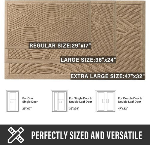 HIYARD Sturdy Front Door Mat - Absorbent, Non-Slip, Stain Resistant | 36x24 Beige Indoor/Outdoor Doormat