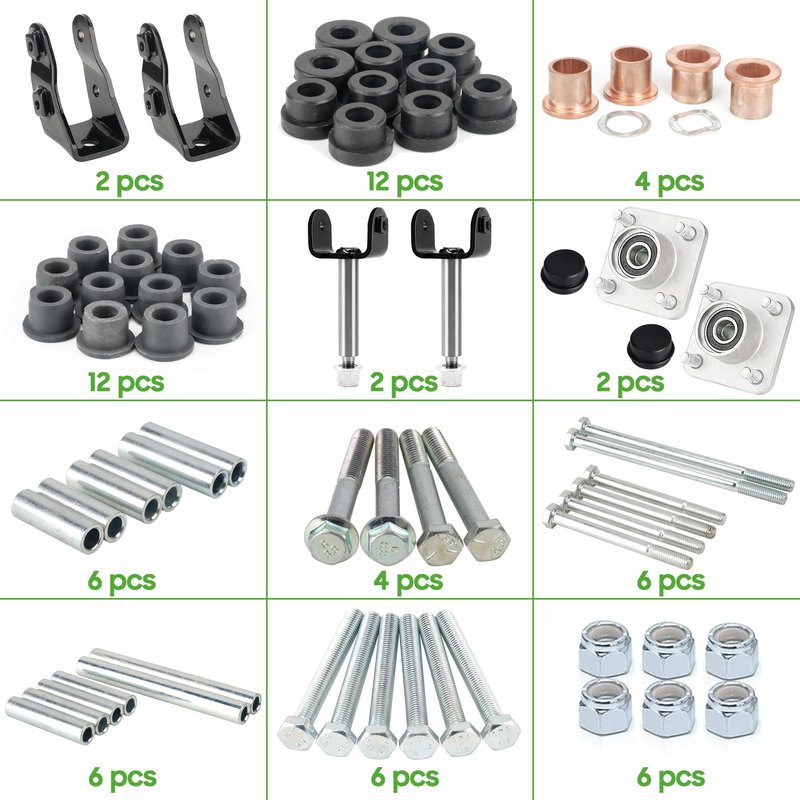 10L0L Deluxe Golf Cart Front End Repair Kit for Club Car Precedent 2004-Up and Tempo 2007-2023 Gas & Electric, Precedent Front Suspension Bushings Bolts Rebuild Kit