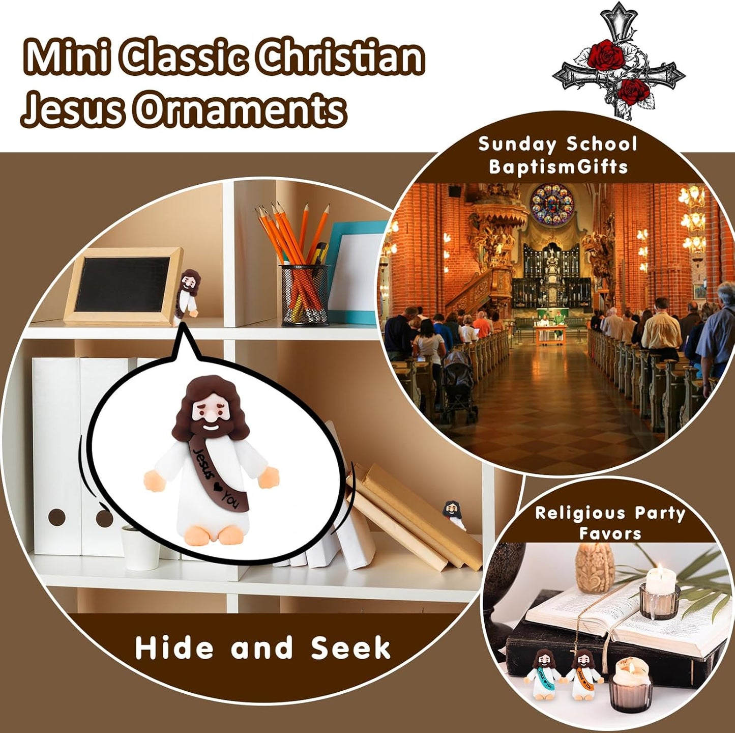 URSKYTOUS Mini Jesus Figurines - 50Pcs Rubber Baby Jesus Toys for Easter Egg Fillers & Party Favors