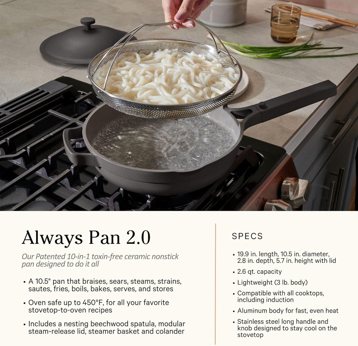 Our Place Cookware Duo - 7-Piece Ceramic Cookware Set with 10.5" Always Pan 2.0 & 5.5 Qt Pot | Induction & Oven Safe | Nonstick, Non-Toxic | Blue Salt