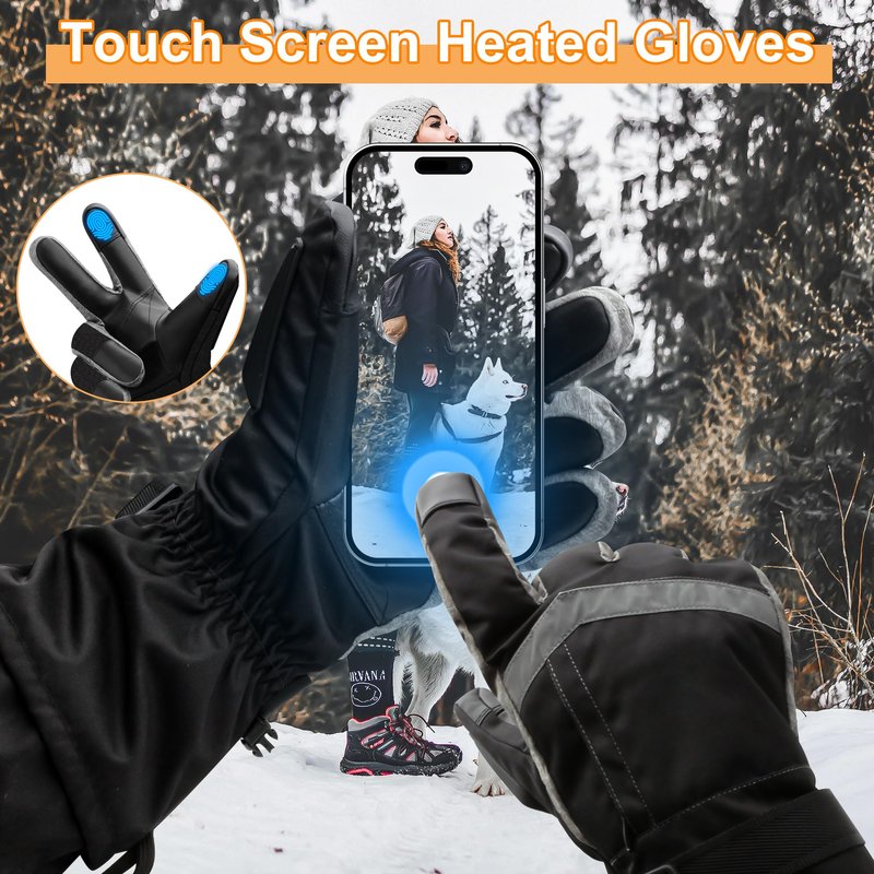Rabbitroom Upgraded 5V 6000mAh Rechargeable Heated Gloves for Men Women, 3 Heating Levels Waterproof Non-Slip Design Ideal Hand Warmers Perfect for Hunting Skiing Driving Fishing Outdoor Work(Medium)