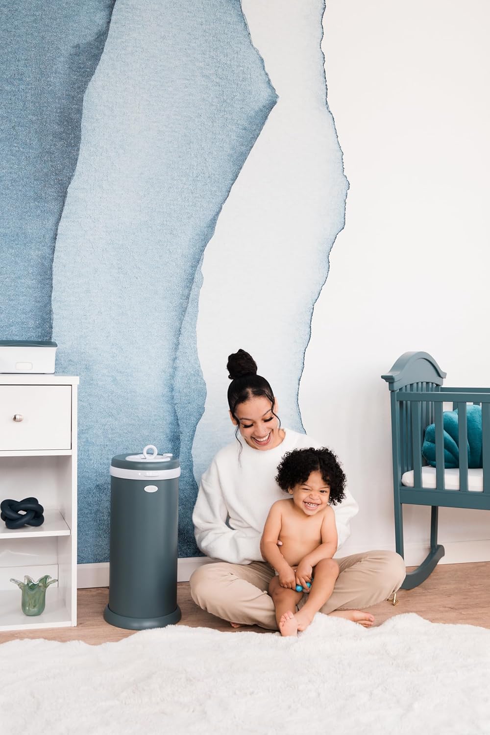 Ubbi Stainless Steel Diaper Pail - Odor Locking Design, No Special Bags Needed | Award-Winning Essential
