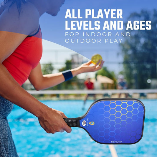 Pickleball Set with Bag - Fiberglass 14mm - 2 USAPA Pickleball Paddles, 2 Indoor and 2 Outdoor Pickleball Balls, 2 Cooling Towels - Rackets for Adults and Teens